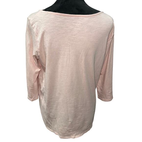 Pure Jill Asymmetric Button Tunic Top Pink MP 3/4 sleeves lightweight casual - Picture 3 of 11